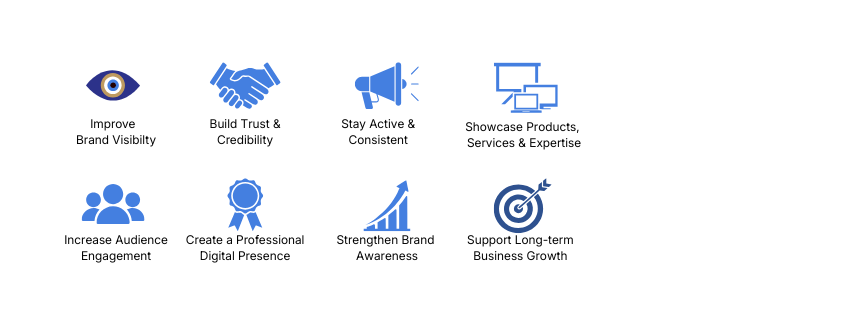 Benefits of social media marketing for industrial and manufacturing businesses including brand visibility, audience engagement, credibility, and business growth.